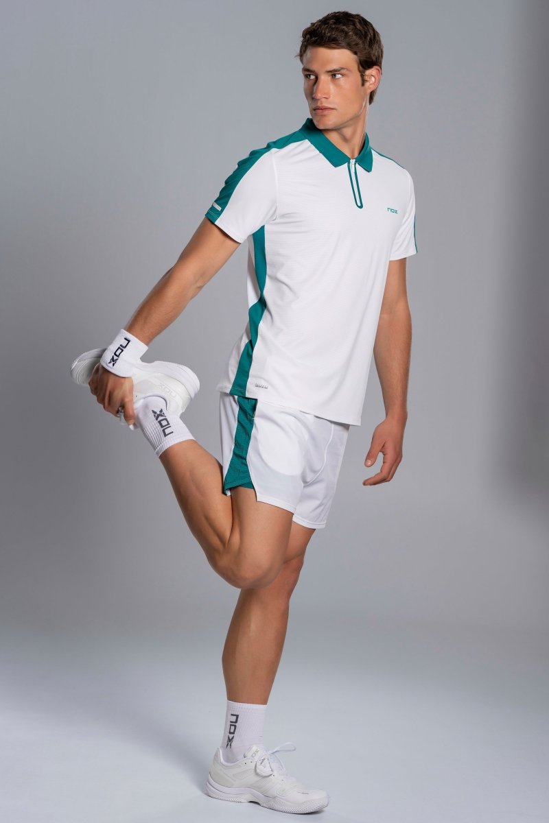 NOX PRO White/Ivy Green Men's Padel Polo