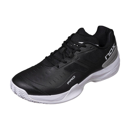 NOX AT10 PRO Black/White Padel Shoes 2026 angled view