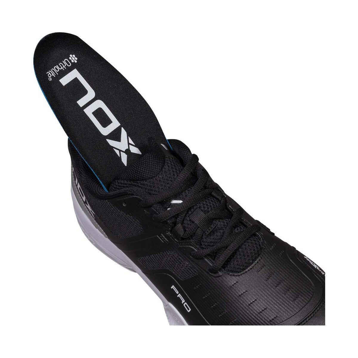 NOX AT10 PRO Black/White Padel Shoes 2026 Ortholite insole detail