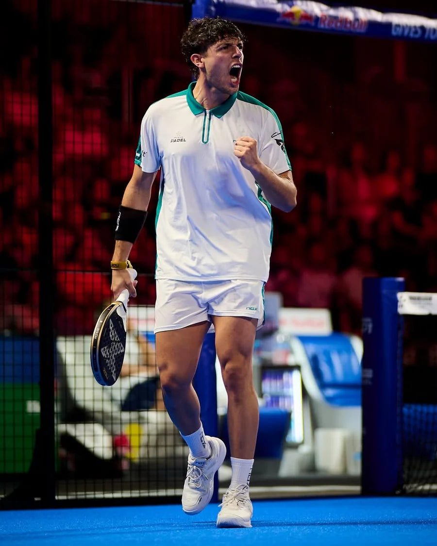 NOX padel player celebrating on court