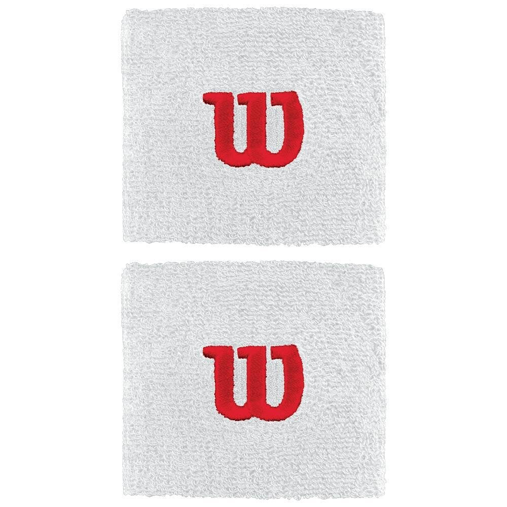 Wilson white wristbands with red logo