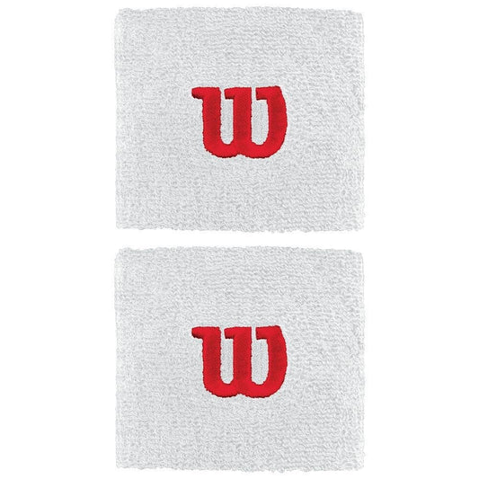 Wilson white wristbands with red logo